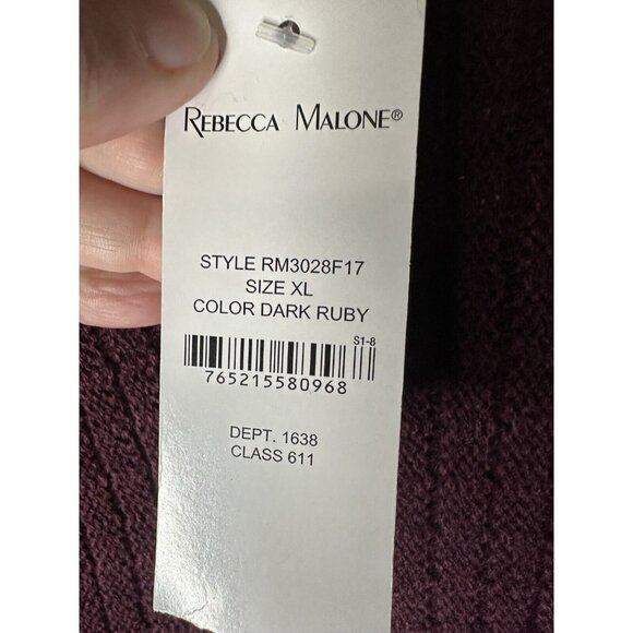 Rebecca Malone Dark Ruby Purple Knit Longline Cardigan Sweater Size XL - Picture 5 of 9